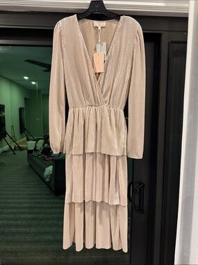 wayf selene ruched long sleeve dress WAYF Selene Ruched Long Sleeve Dress